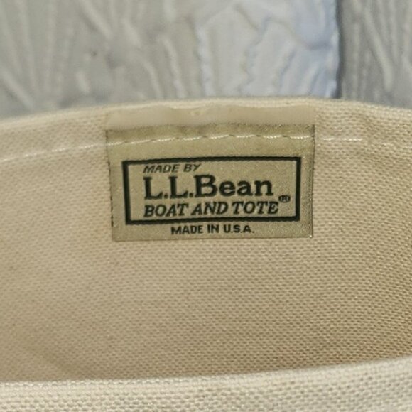 LL Bean Boat & Tote Cream & Red 12" x 10" Made In USA - Picture 8 of 8
